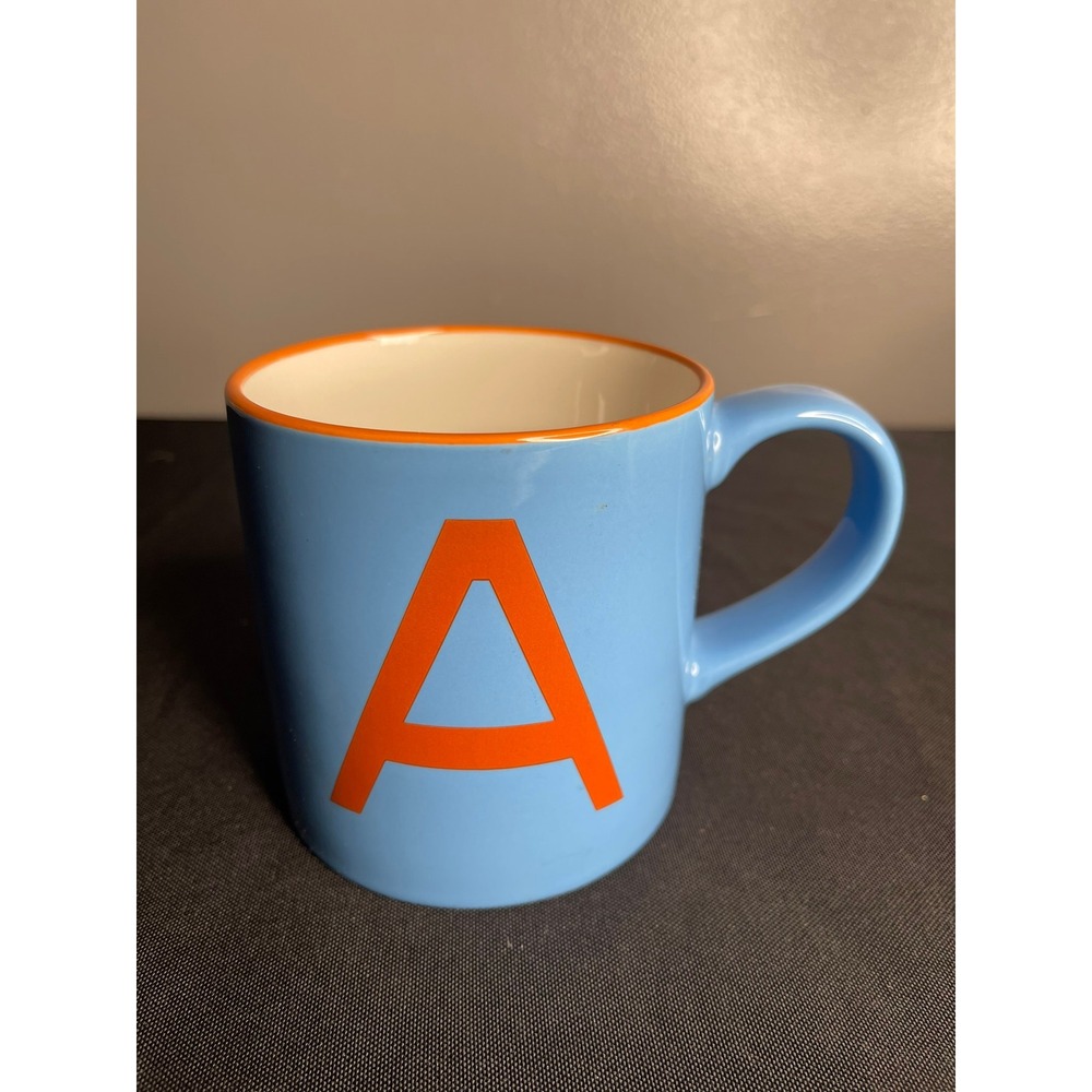 Opalhouse Stoneware Initial A Monogram Mug Blue Orange Letter A Coffee Cup 4in